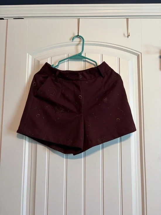 Women's Burgundy Cropped Jacket with Metallic Star & Moon Detail - Picture 2 of 2